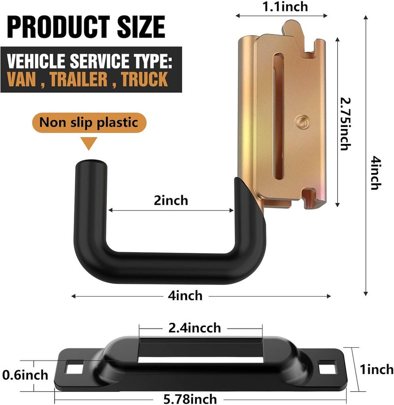 Eegoowa E Track Hooks Heavy Duty E Track J Hooks E Track X Track Steel Hanger, Spring Fitting E Track Accessories for Enclosed Trailer - Image 5